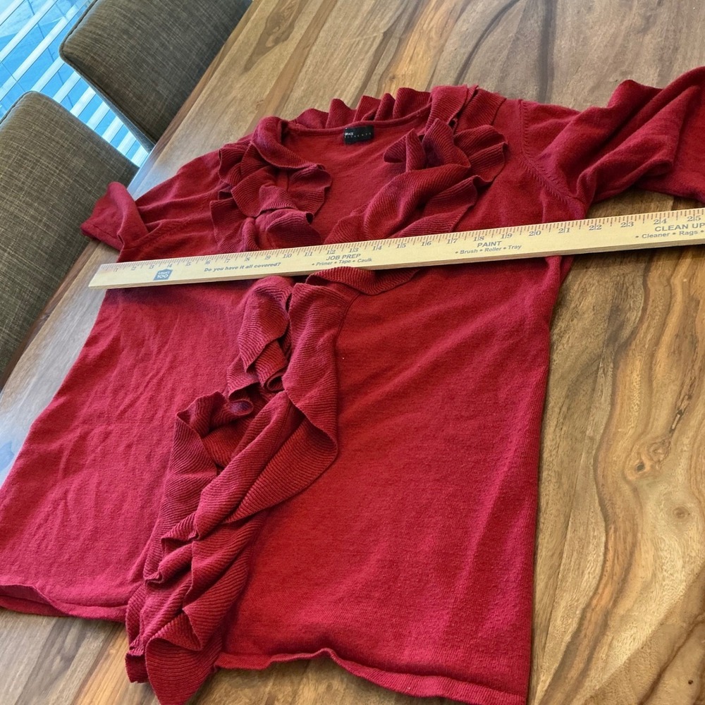 Grace Elements Red Ruffled Front Long Sleeve Card… - image 6